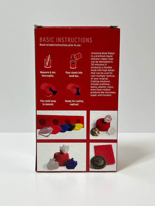 a red box of mold maker with instructions for making molds