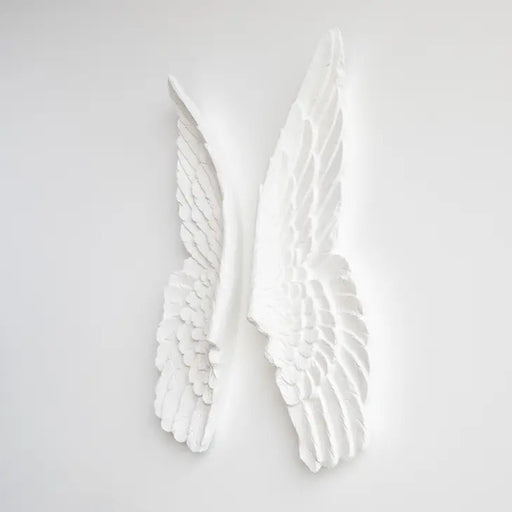 two white angel wings on a white background