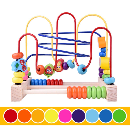 a colorful wooden toy with lots of beads