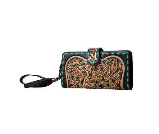 a women's wallet with a floral design