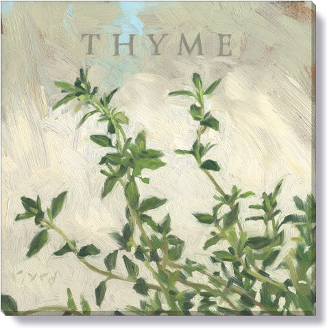 a painting of a plant with the words thyme on it