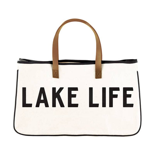 a black and white bag with the words lake life on it