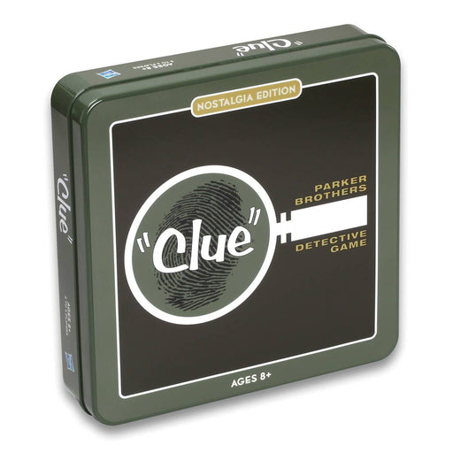 a close up of a box with the name "Clue" on it