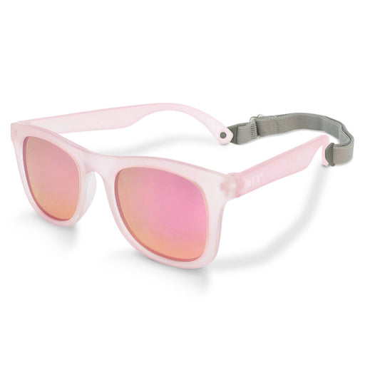 a pair of pink sunglasses on a white background