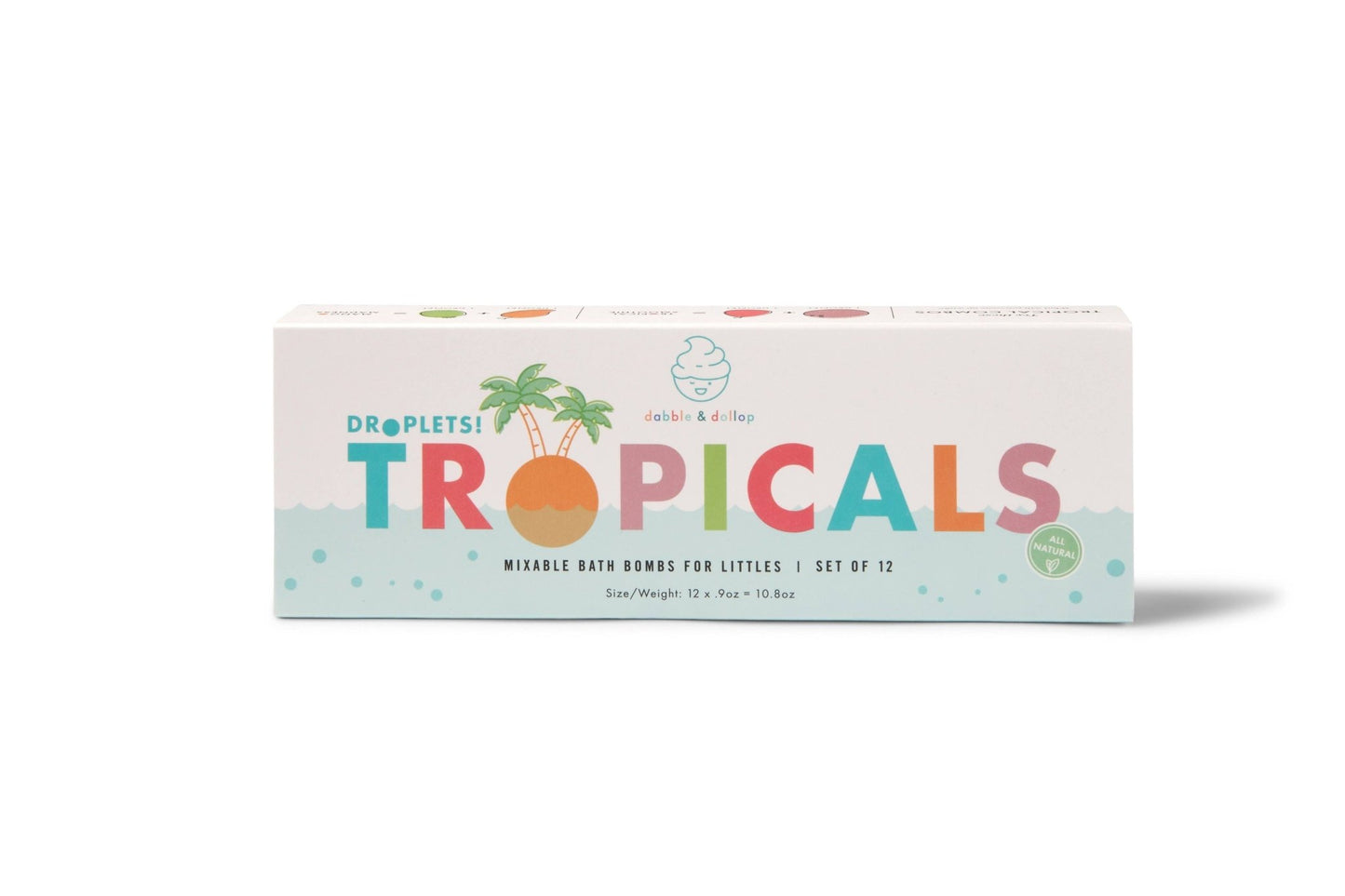 a box of tropicals bath bombs on a white background