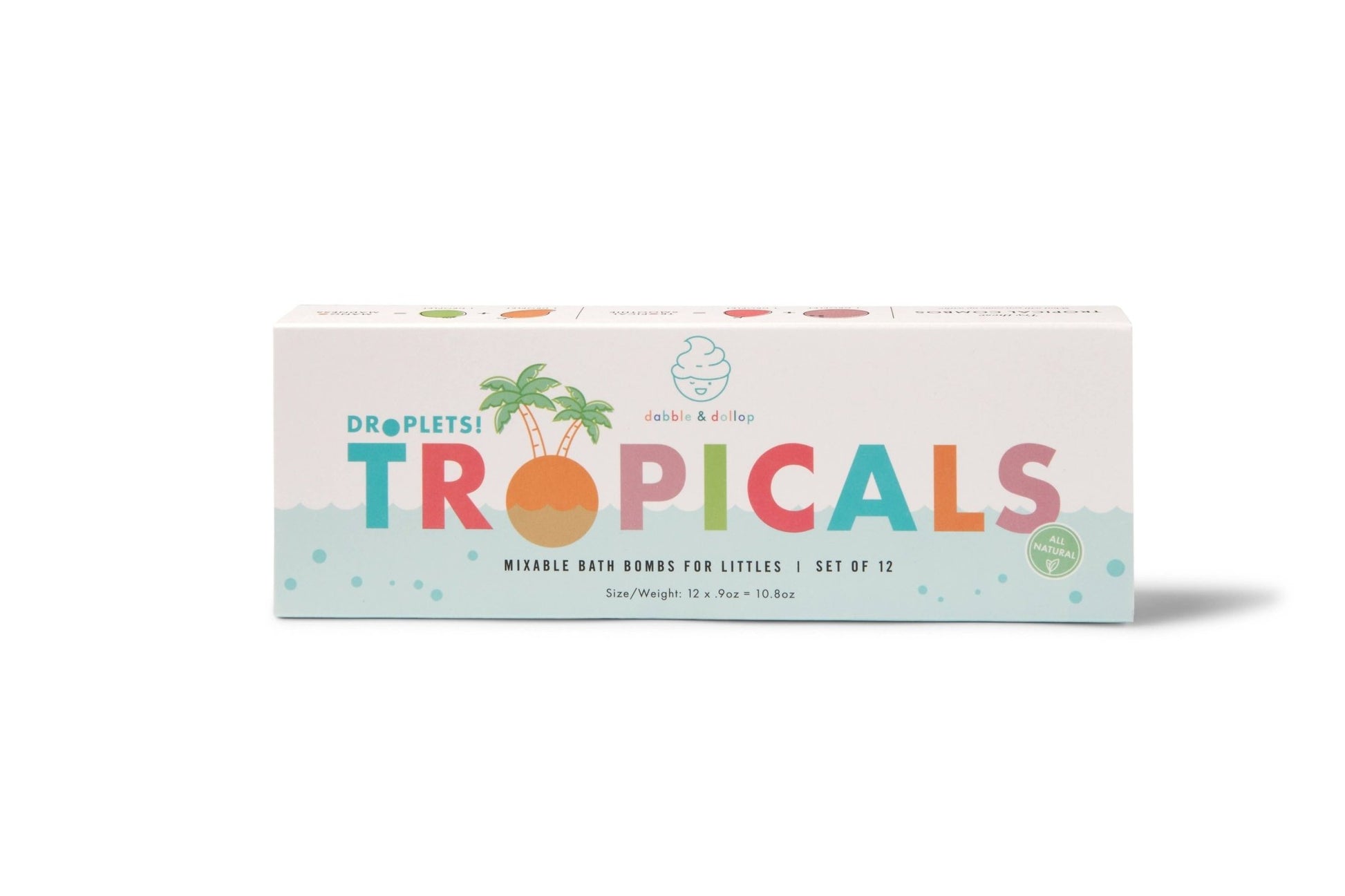 a box of tropicals bath bombs on a white background