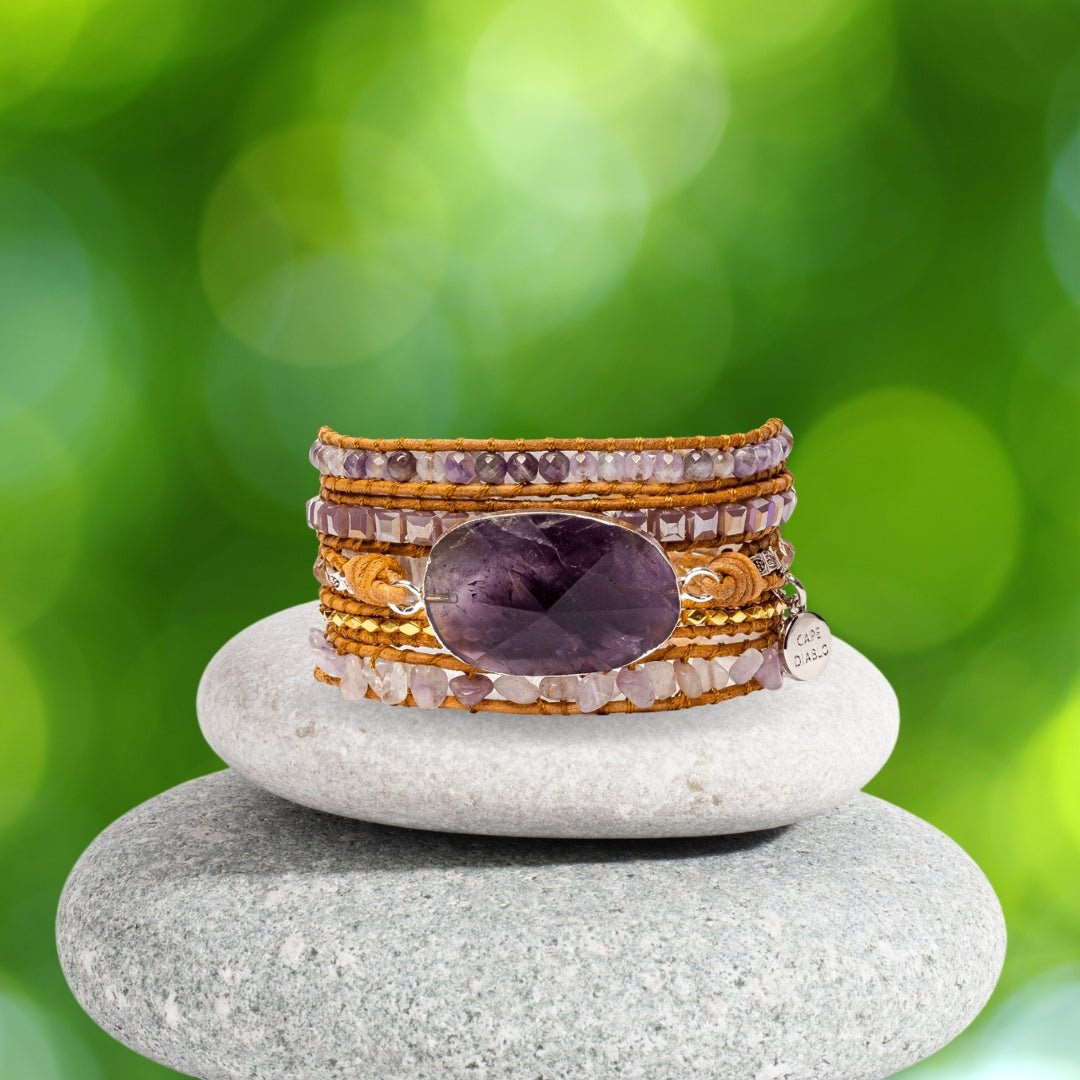 Amethyst Wrap Bracelet with Big Stone 