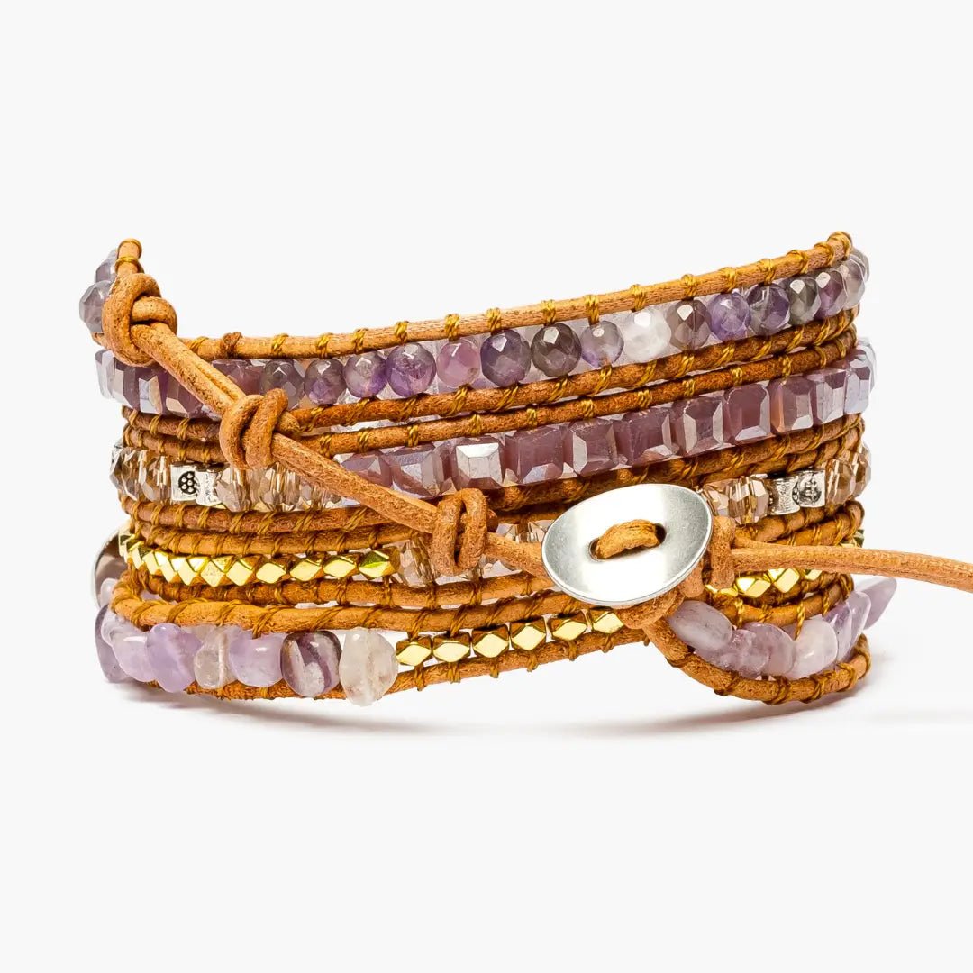 Amethyst Wrap Bracelet with Big Stone