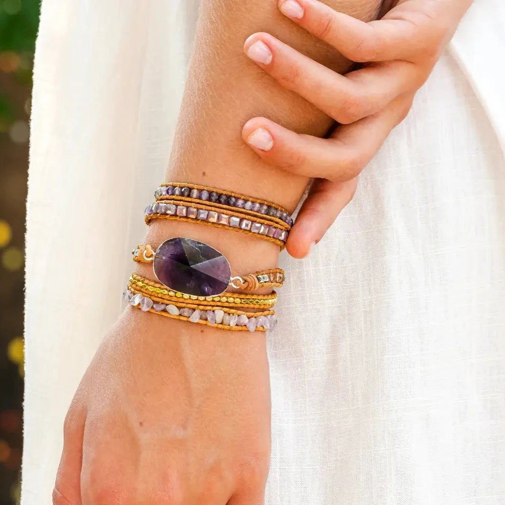 Amethyst Wrap Bracelet with Big Stone