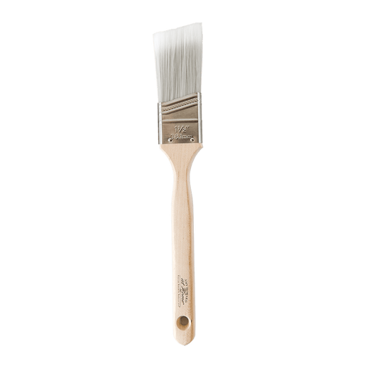 a white paint brush with a wooden handle