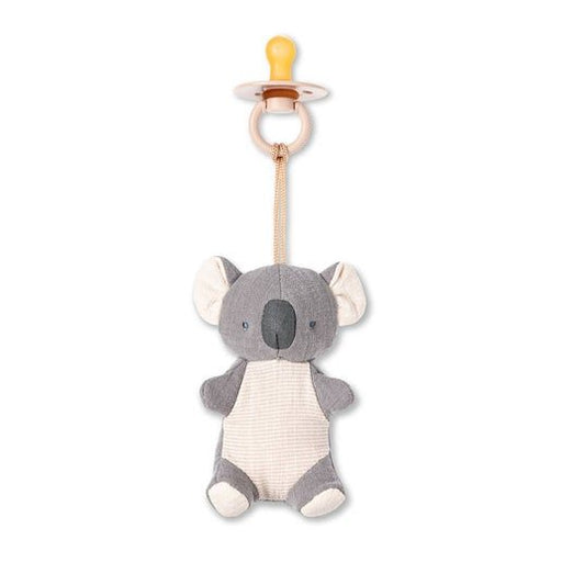 a stuffed koala toy hanging from a pacifier