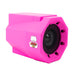 a pink speaker with a cartoon character on it