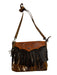 Cowhide Crossbody purse with Tooled Accent and Fringe