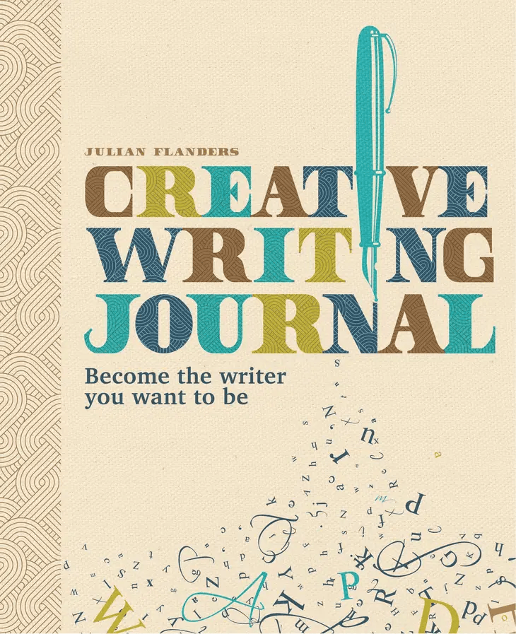 a book cover with writing and a pen titled Creative Writing Journal on it