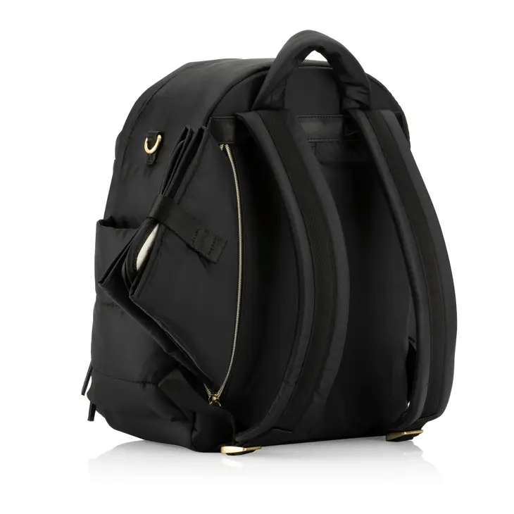 a black backpack on a white background