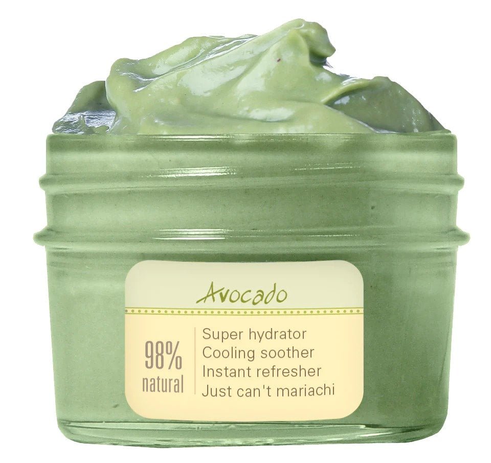 a jar of avocado hydration face mask on a white background