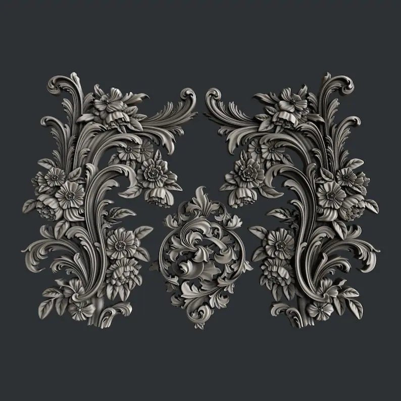 a black and white photo of a decorative mold flourishes decoration