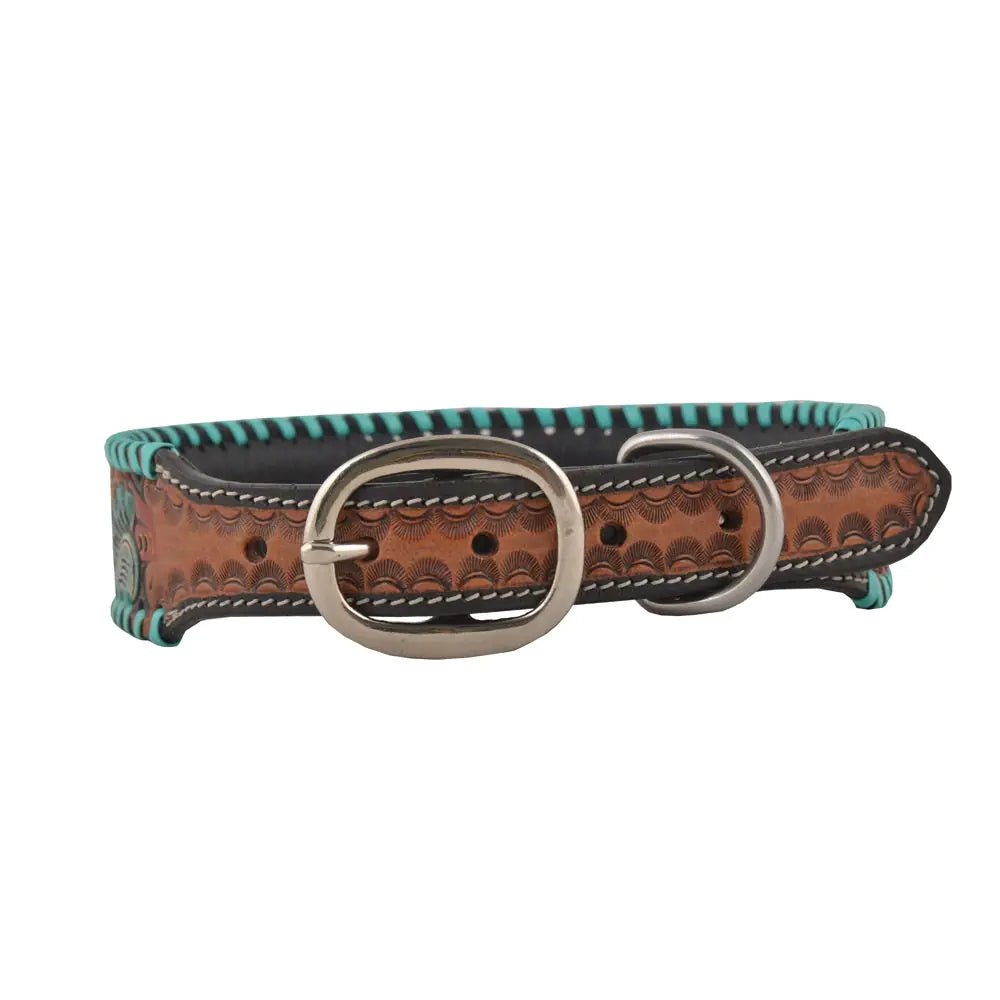 Full Bloom Hand-Tooled Leather Dog Collar