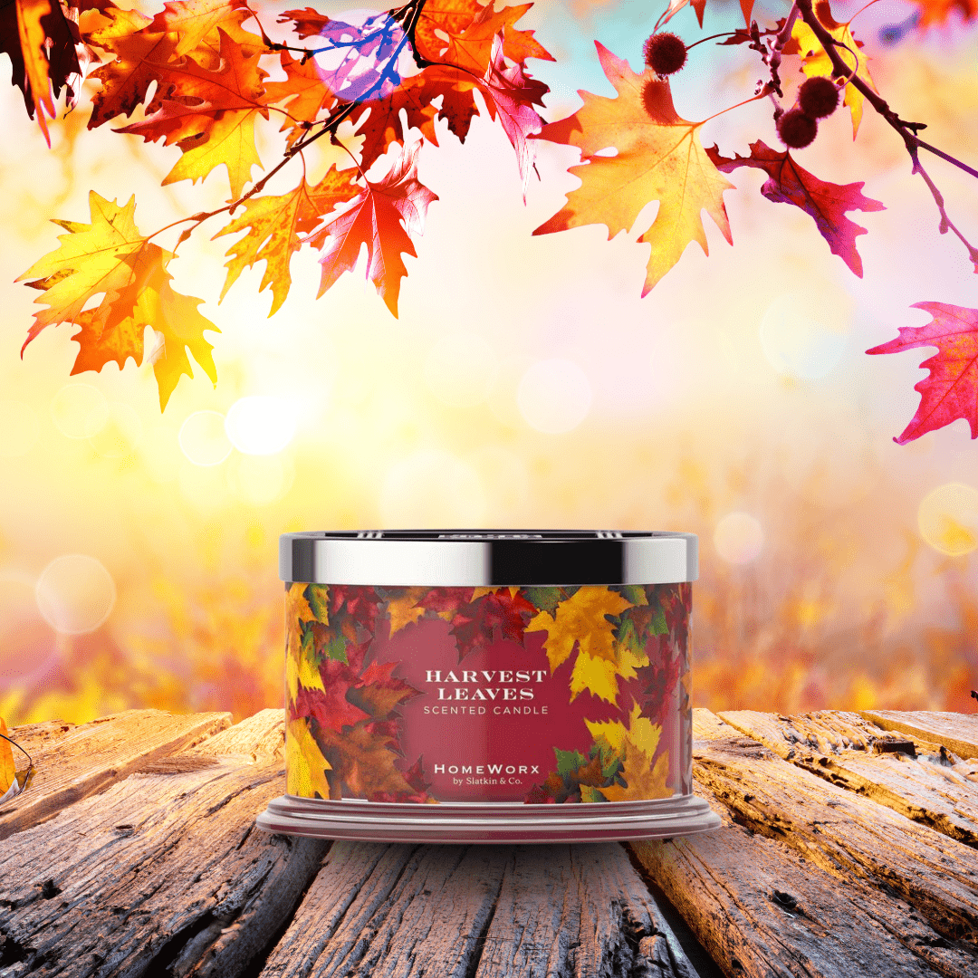 Harvest Leaves 18-Oz 4-Wick Scented Candle With Spiced Pumpkin, Apple, Cranberry Notes