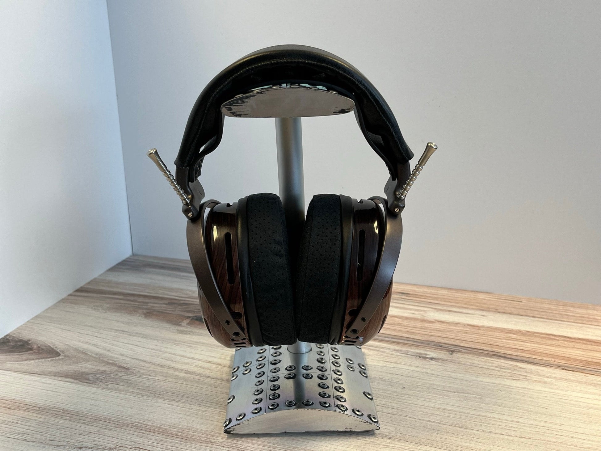 a pair of headphones sitting on top of a table