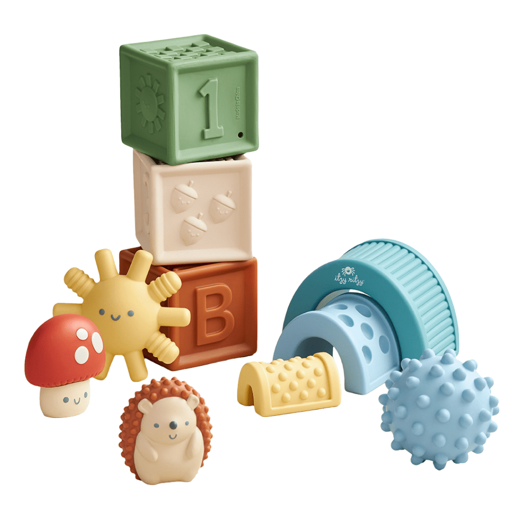 a group of toys that are on a white surface