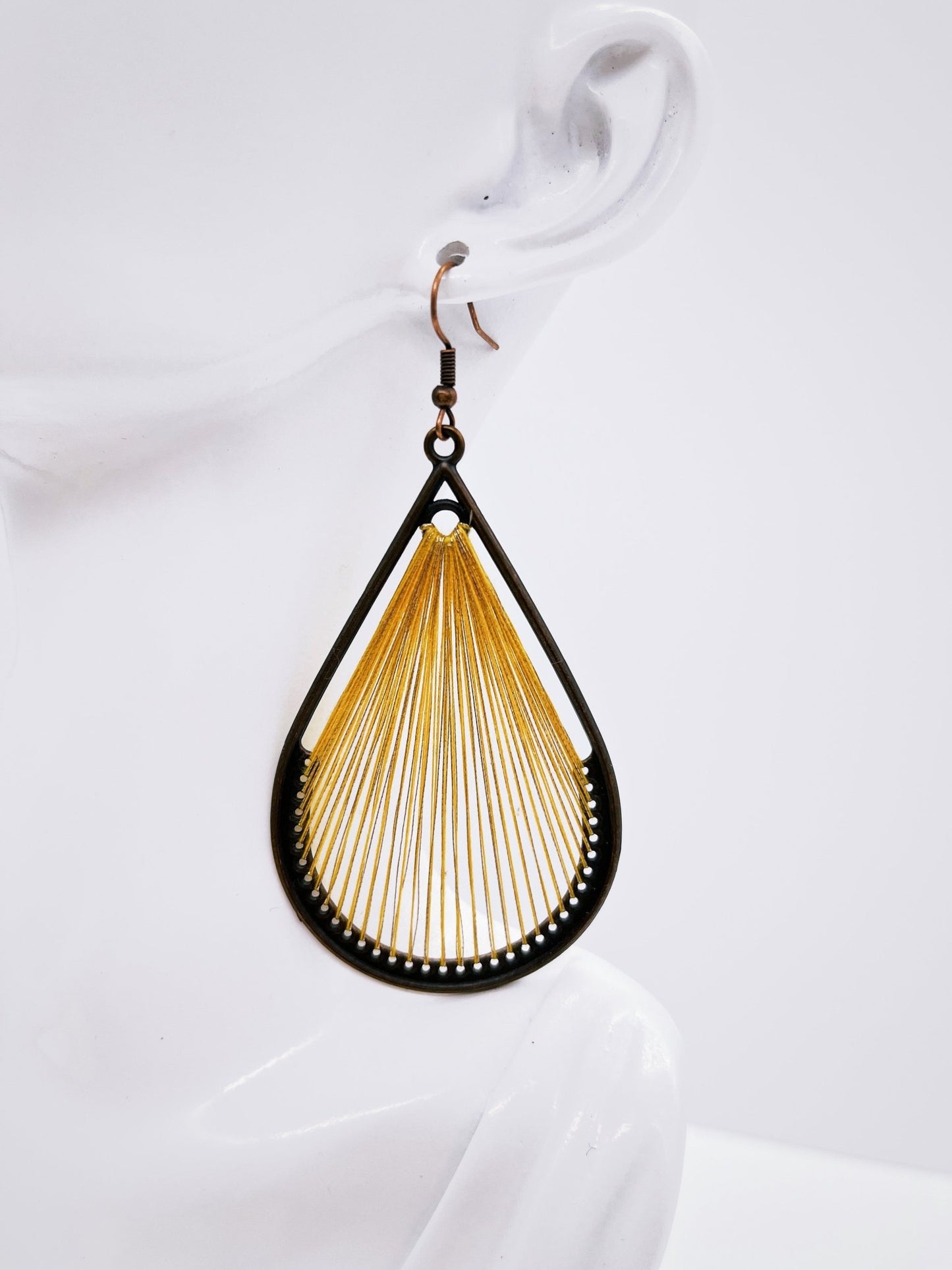 Large Teal Woven Teardrop Earring