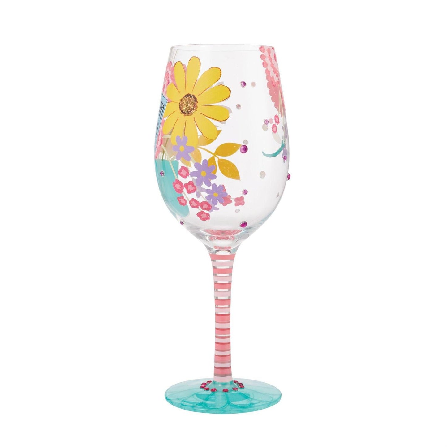 hand painted Best Mom Ever Wine Glass