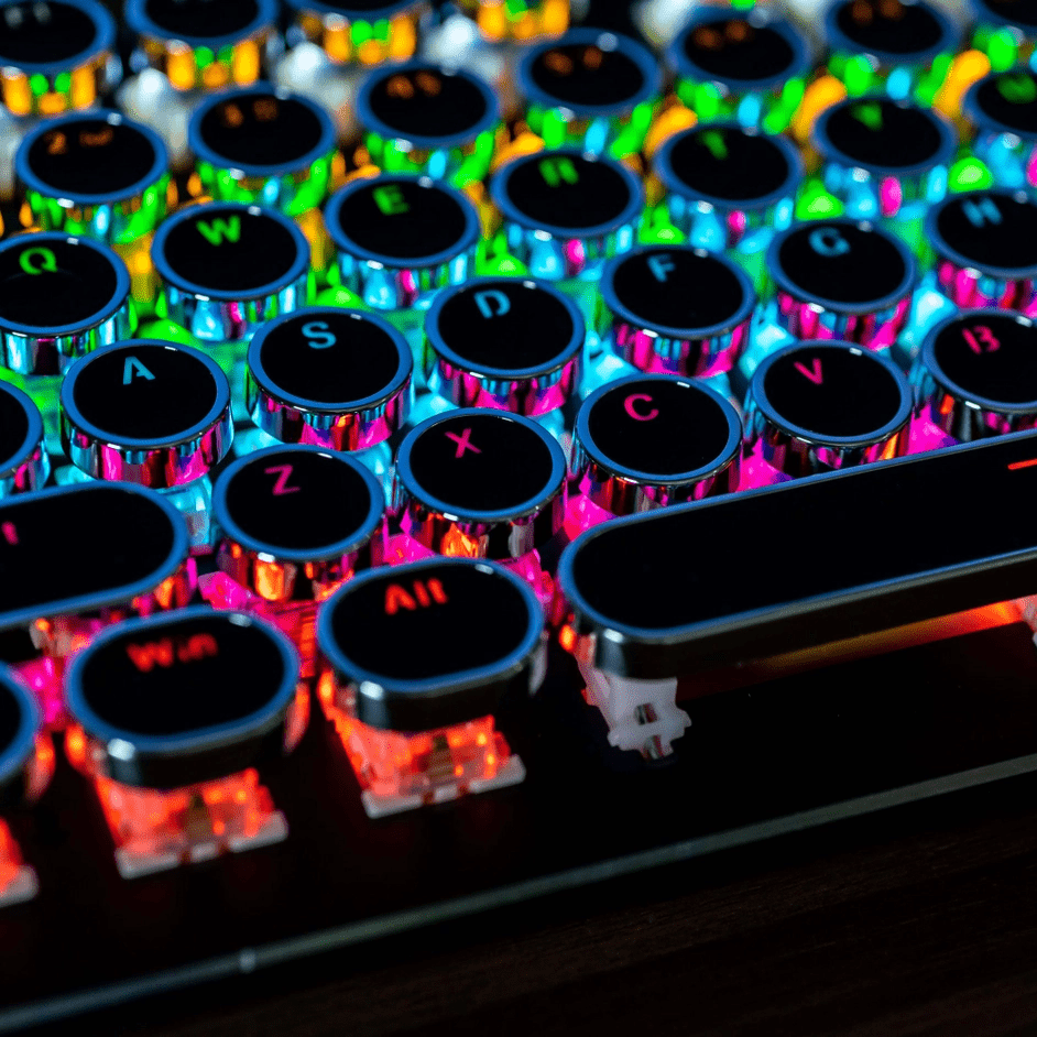 a close up of a computer keyboard with many colors