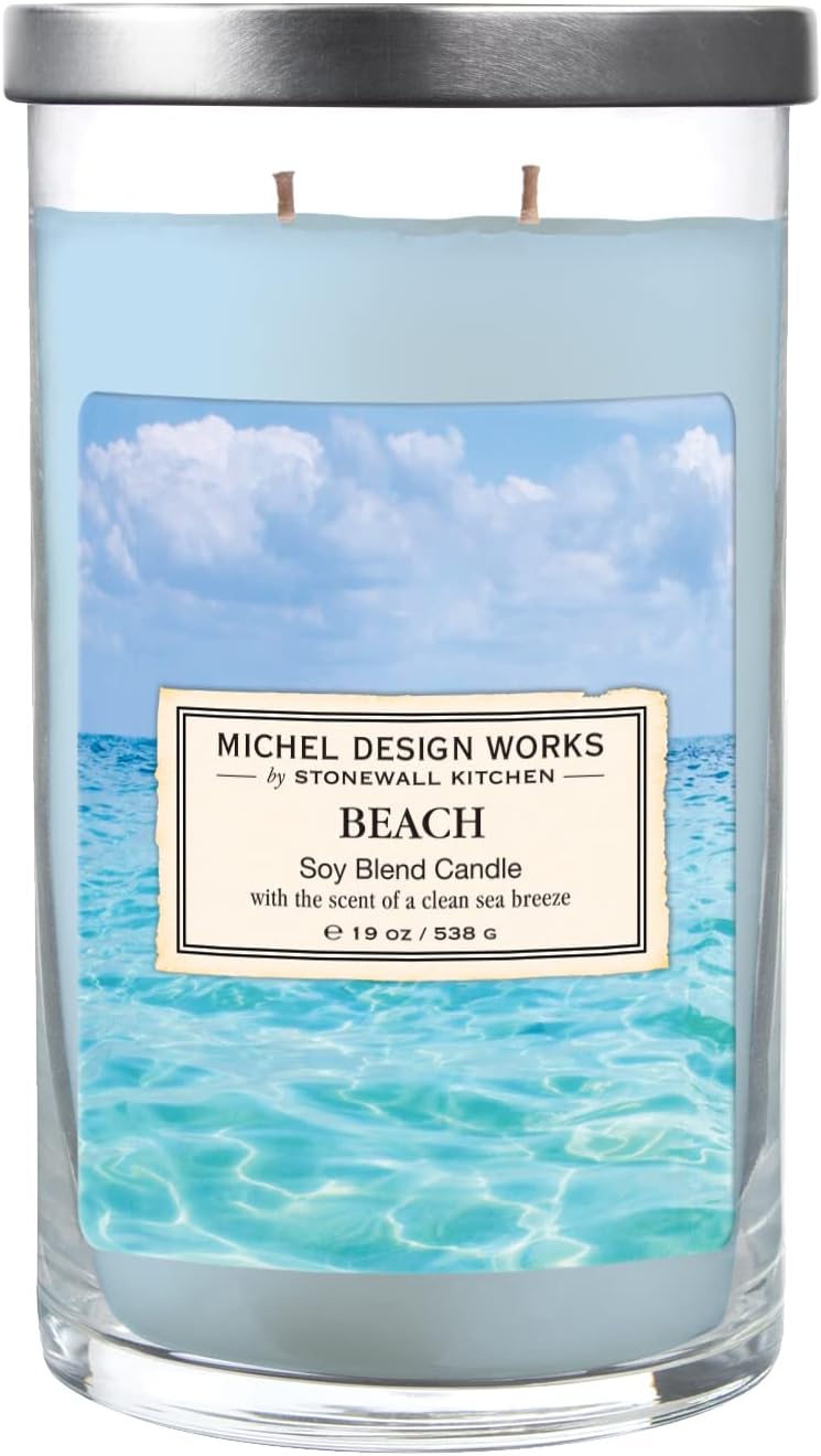 Michel Design Works Large 19oz Soy Blend Tumbler Candle with Lid, Beach Scent