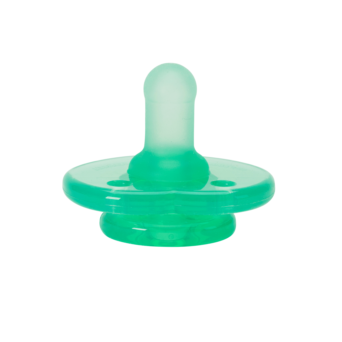 a baby pacifier sitting on top of a white surface