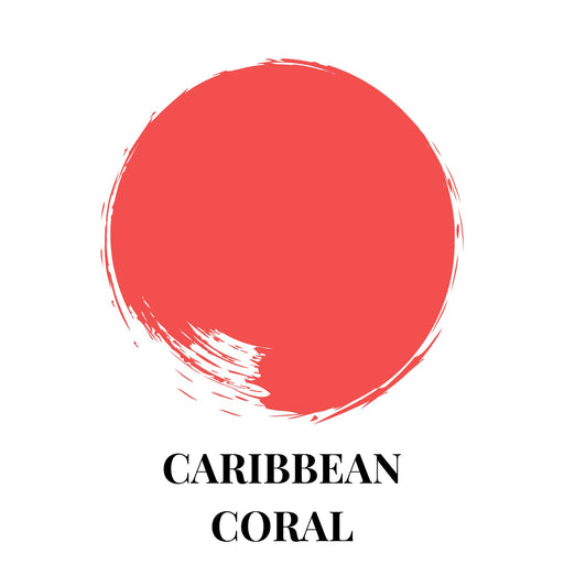 a red circle with the words, caribean coral