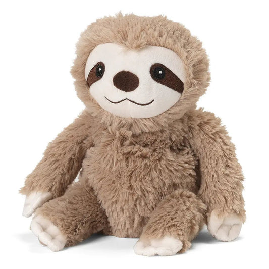 Adorable sloth stuffed animal by Warmies, featuring a soft and fluffy design, perfect for kids and adults. Ideal for warmth and comfort as a cuddly companion in any setting.