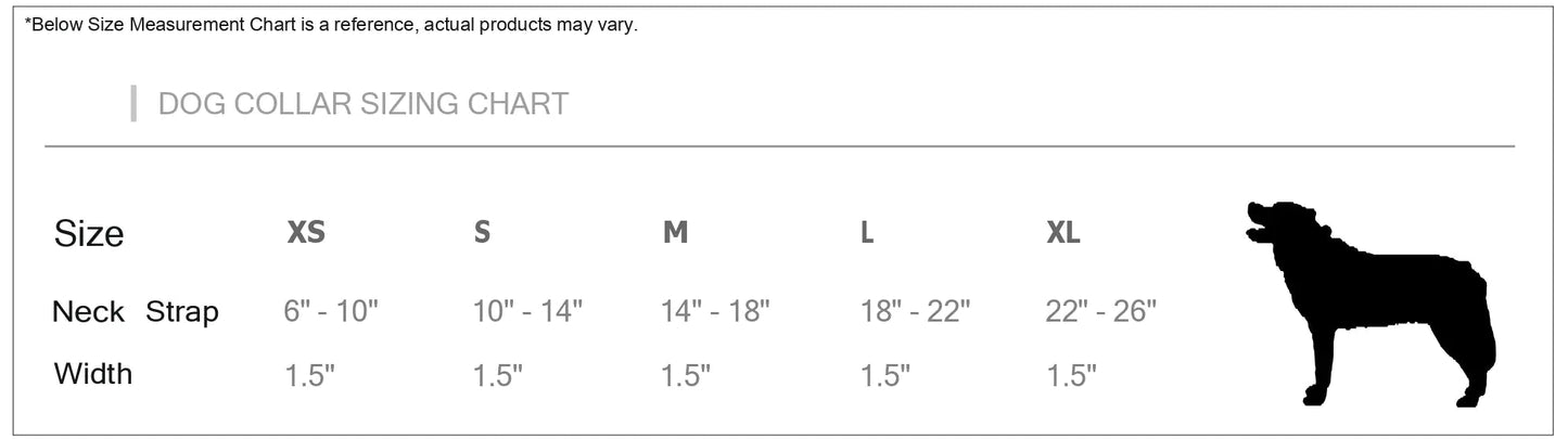 a dog collar size chart for a dog