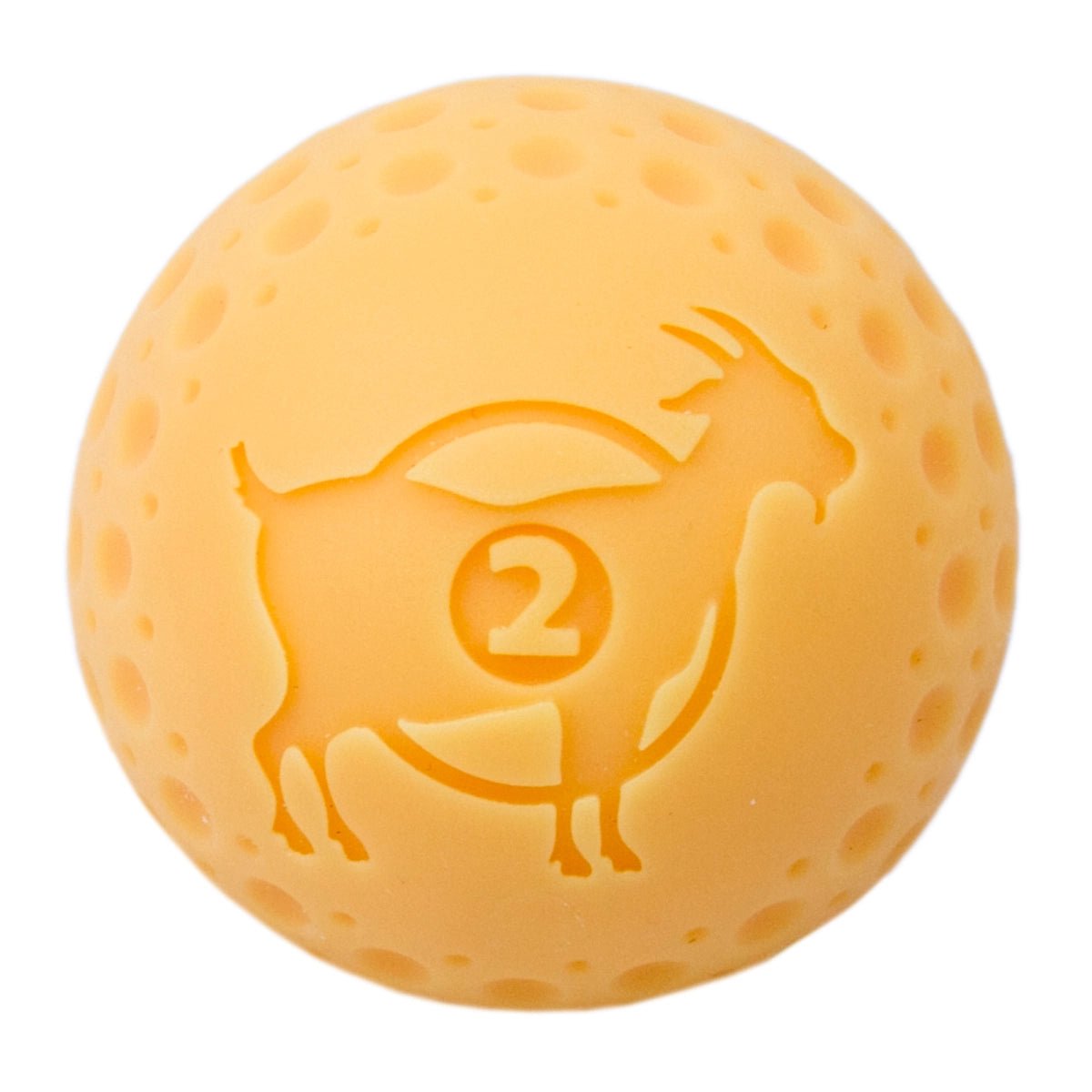 a yellow ball with a goat on it