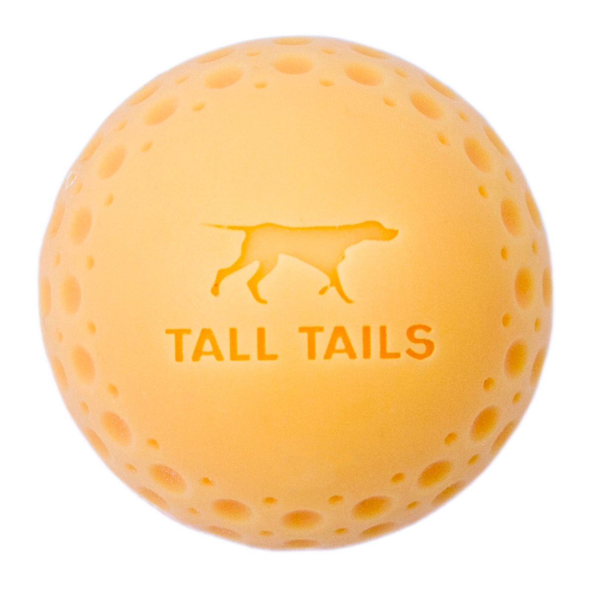 a yellow ball with a picture of a dog on it