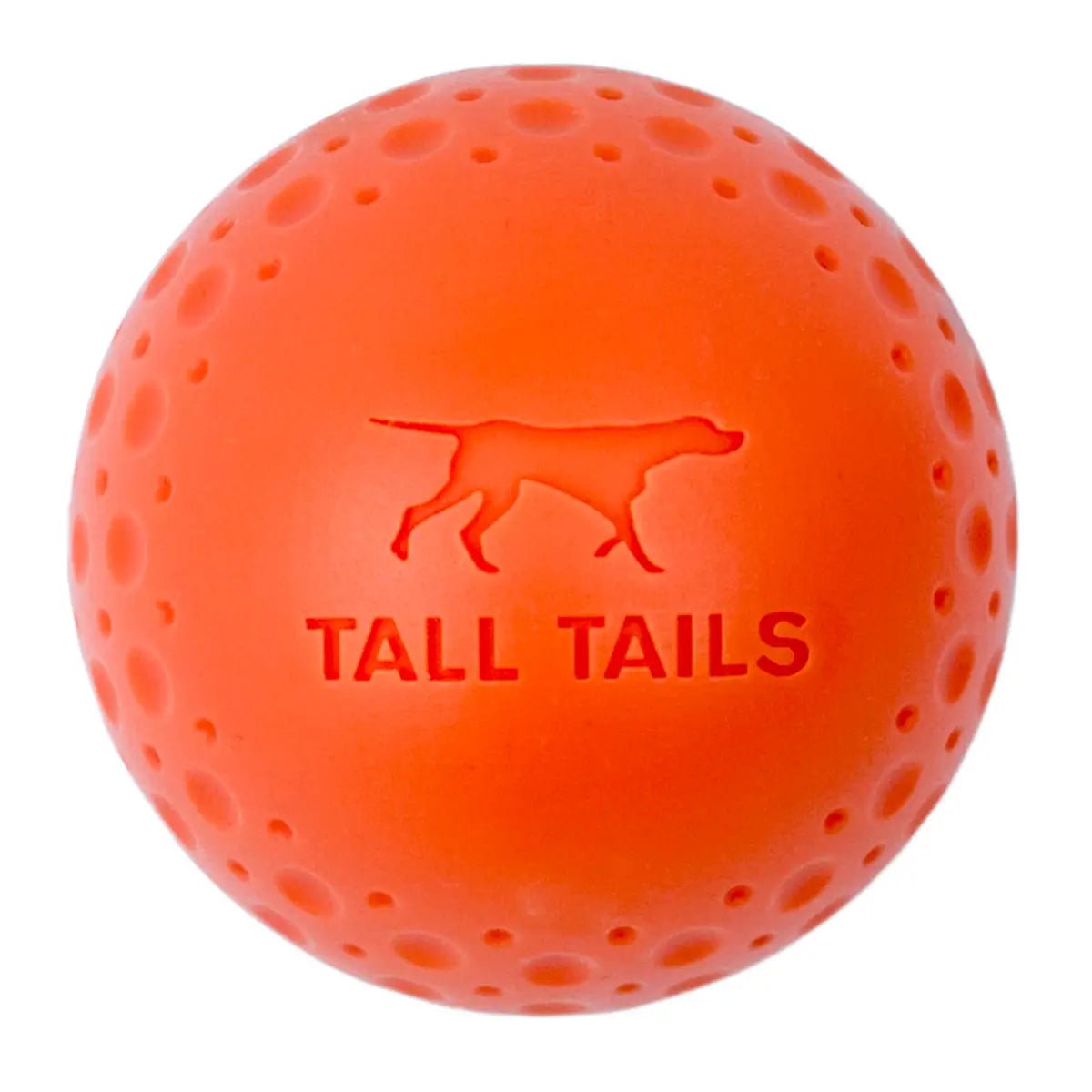 an orange ball with a picture of a dog on it