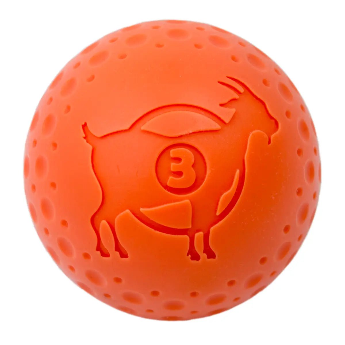 an orange ball with a picture of a goat on it