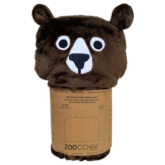 a brown bear hooded toddler blanket