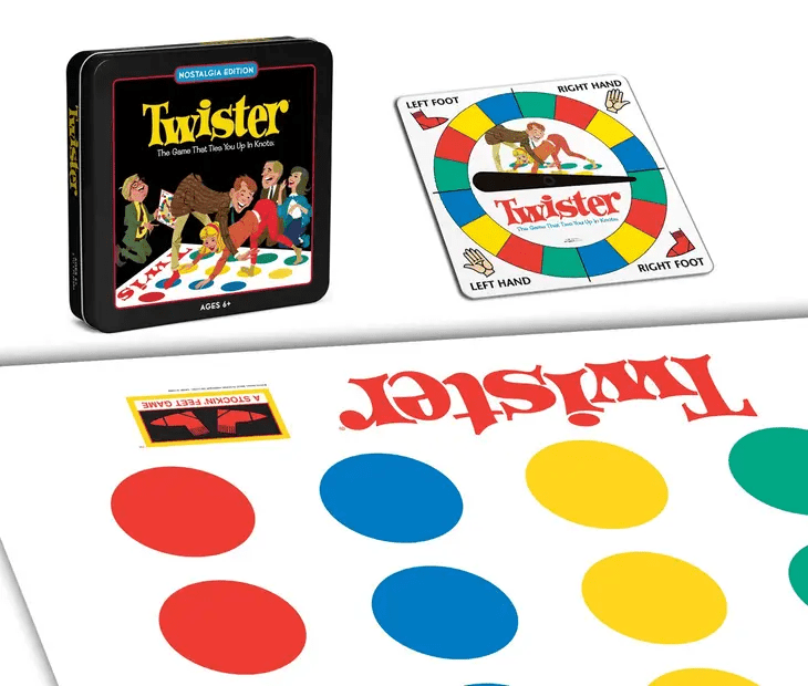 a game of twister and a board game