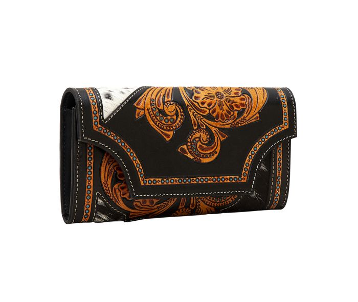 a women's wallet with a pattern on it