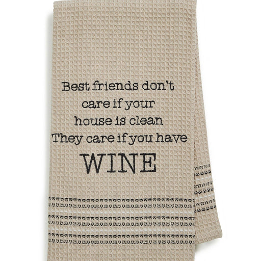 a kitchen towel with a quote on it