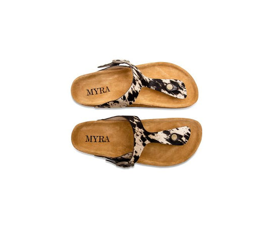 a pair of sandals with a leopard print on them