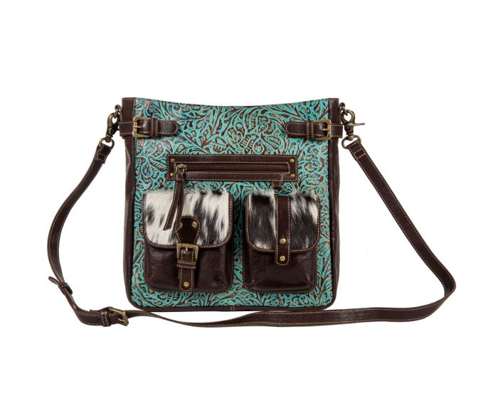 a purse with two compartments and a strap