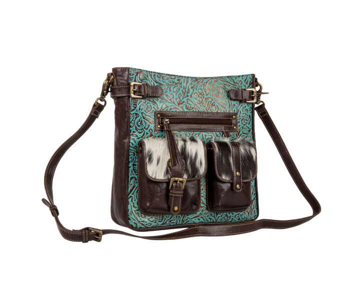 a purse with two compartments and a strap