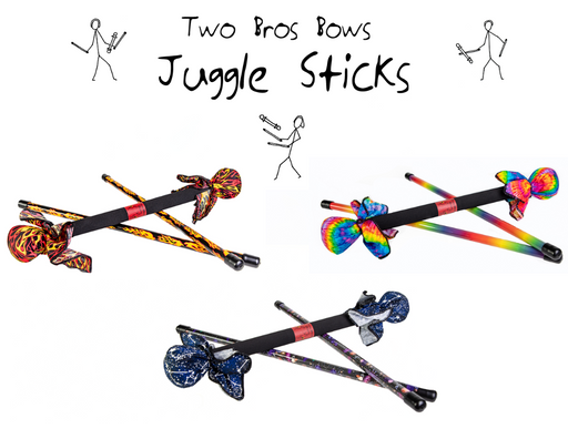a group of three different types of skill toy juggle sticks