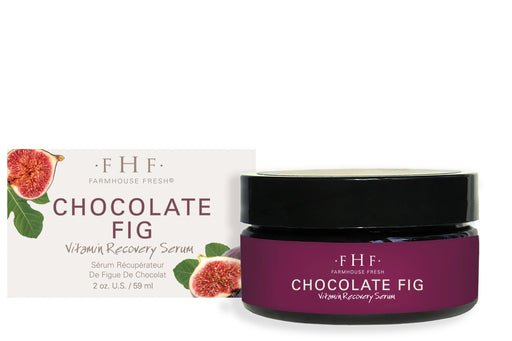 a jar of chocolate fig cream next to a business card