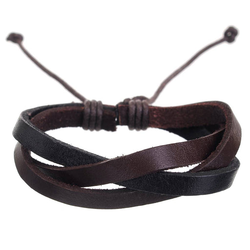 a leather men's bracelet with a knot on a white background